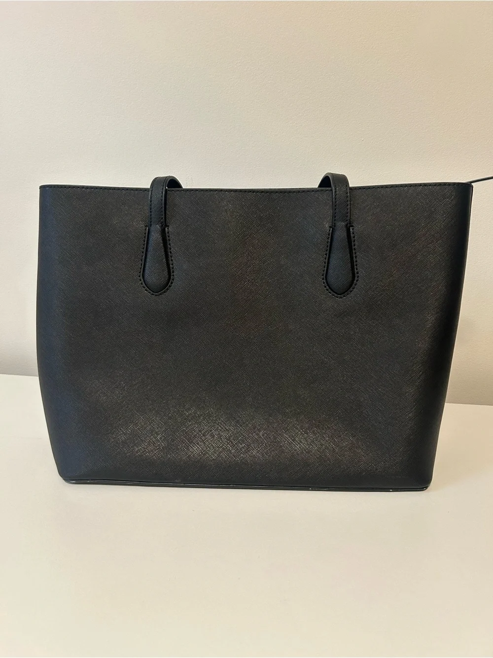 kate spade Black Leather Laptop Tote with Gold Logo Plate